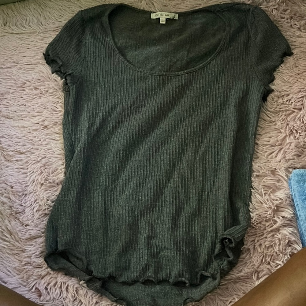 Gray Ruffle Shirt